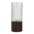 thumbnail image 1 of Jarrón de vidrio con base de madera, florero de arte moderno para dormitorio, estante, oficina. transparente, 1 of 9