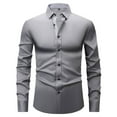 thumbnail image 2 of Bxsruta Shirts for Men, Men's Slim Fit Lightweight Business Shirt Long Sleeve Lapel Color Block Formal Polyester Spandex Work Attire, 2 of 3