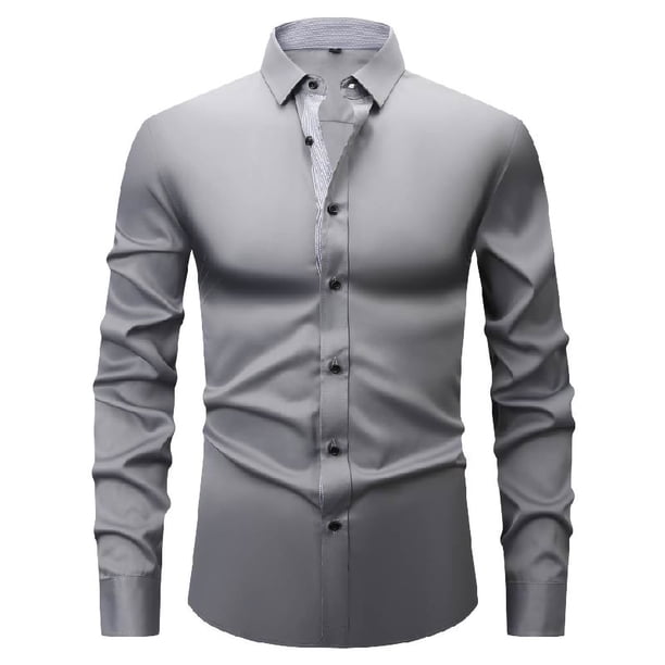 pstuiky camisetas de manga larga para hombre, Camisa de hombre con bloques de color, camisa ligera de negocios de manga larga, camisa de solapa de manga larga para hombre m