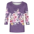thumbnail image 3 of Camisetas de Manga Corta para las Mujeres Retro Cuello Redondo Pascua Impreso Suelto Top, Ligero Poliéster 3/4 Camiseta de Manga para el Desgaste Casual, Diario Y de Primavera, 3 of 4