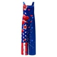 thumbnail image 4 of JURANMO Dressy Jumpsuits for Women 4th of July Usa Flag Print Linen Overalls Sleeveless Straps Cute Wide Leg Onesie Pants with Pockets Blue XXL Sales of The Week, 4 of 9