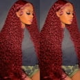 thumbnail image 3 of Burgundy Deep Wave 13x4 Human Hair 99J Lace Frontal Wigs Brazilian Water Wave Lace Front Wig, 3 of 5