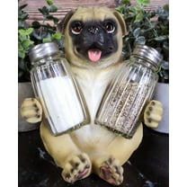 Adorable Hugging Pug Dog Decorative Glass Salt Pepper Shakers Holder Figurine