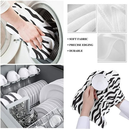 

Absorbent Microfiber Kitchen Towels(Set of 3) Zebra Print Tea Towel for Kitchen/Bathroom ecorative an Bar Towels Wil Animal Skin Texture Ultra Soft Resuable ish Towels Cloths Nonstick Oil Washable