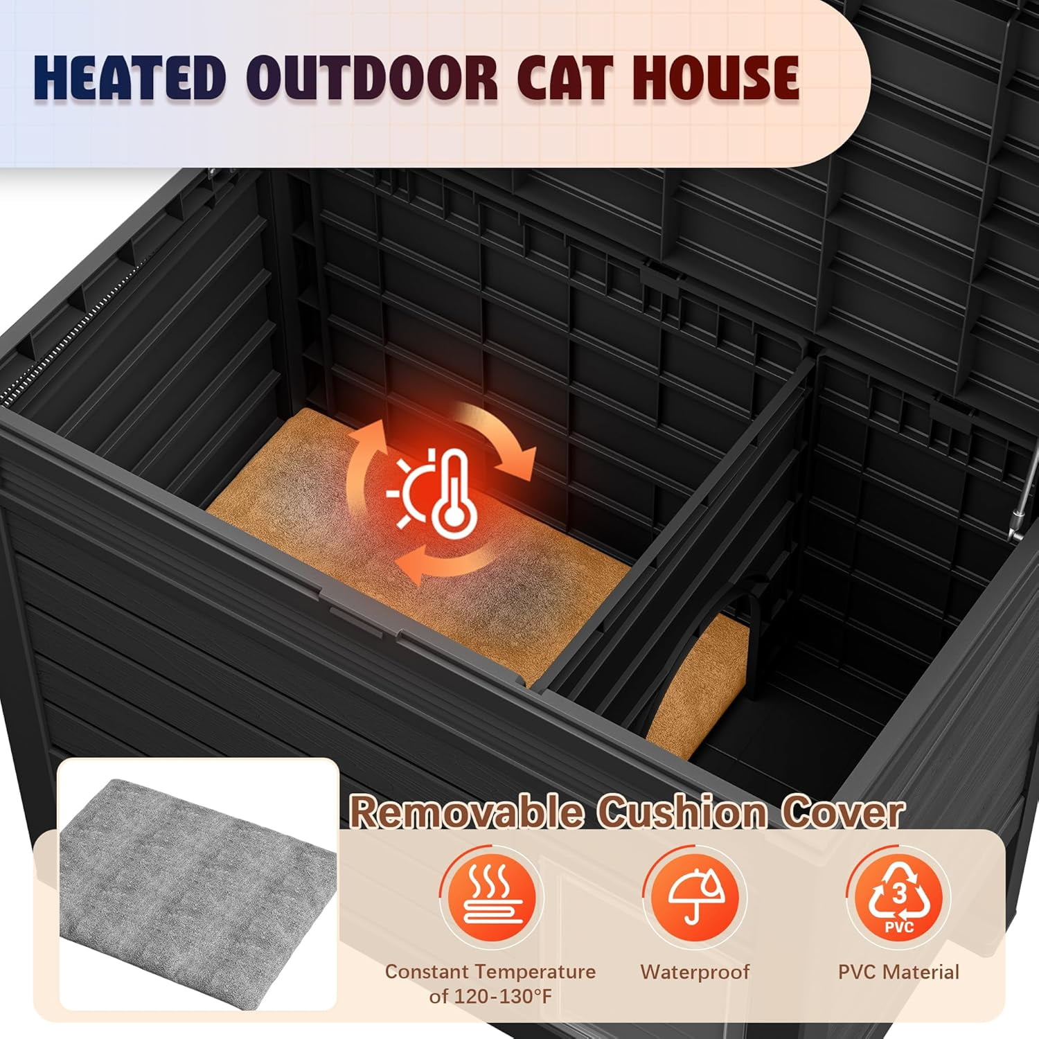 ZUCONKITCH Indoor/Outdoor Elevated Cat House, Weather-Resistant Pet Shelter with Flat Top Resting Platform, Enclosed Cat Retreat for Feral & Household Cats