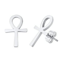 VNOX Ankh Cross Earrings for Men Women, Stainless Steel Symbol Stud Earrings Dangle Hinged Piercing Hoop Earrings
