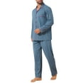 thumbnail image 4 of INSPIRE CHIC Men's 2 Pieces Long Sleeve Button Down Pocket Pattern Pajamas Set S Blue Khaki, 4 of 5