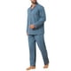 thumbnail image 4 of Pijamas de 2 piezas de manga larga con botón y patrón de bolsillo INSPIRE CHIC para hombres M Azul Caqui, 4 of 5