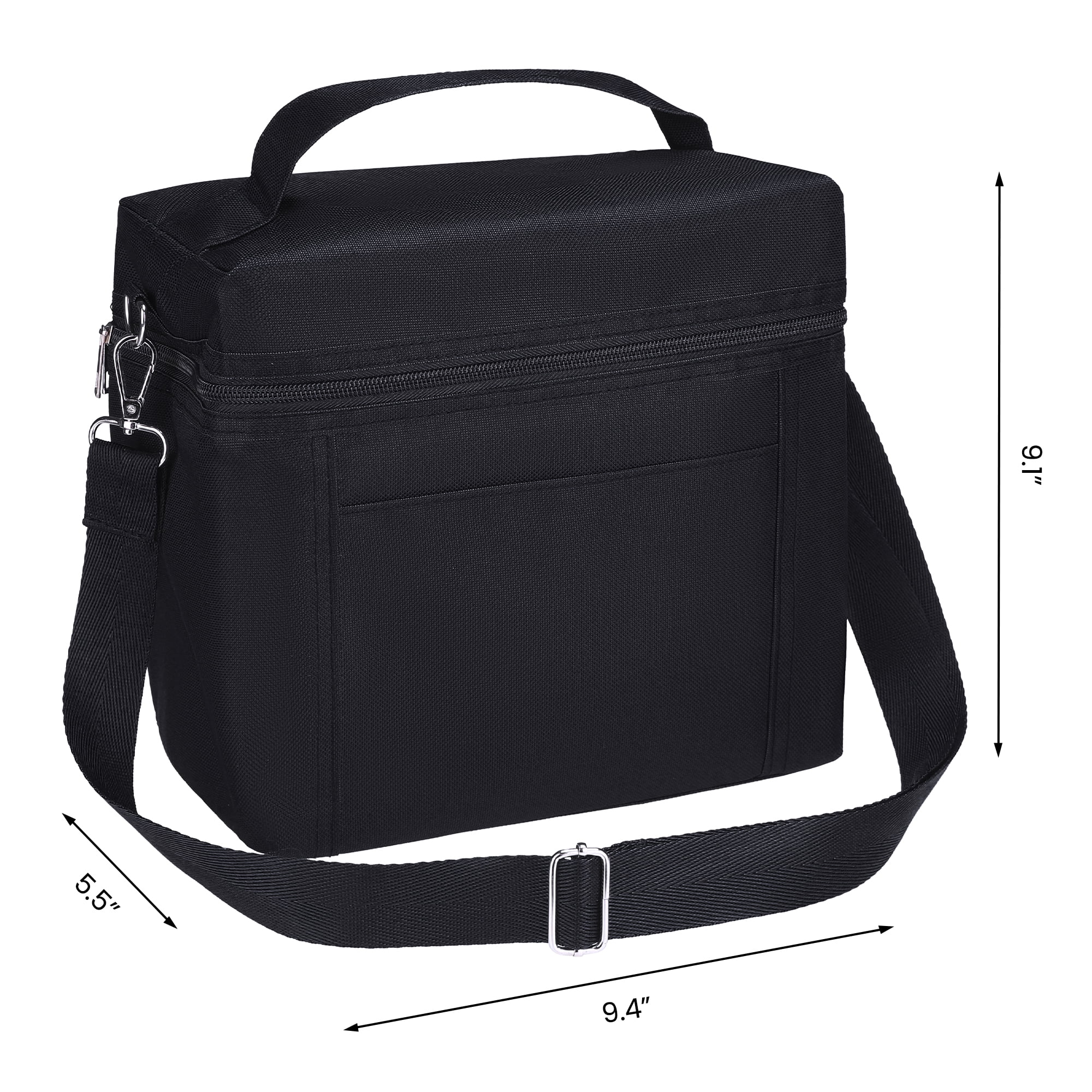 Unique Bargains Insulated Leakproof Lunch Bag for Work, Picnic Black 9.4*5.5*9.1in