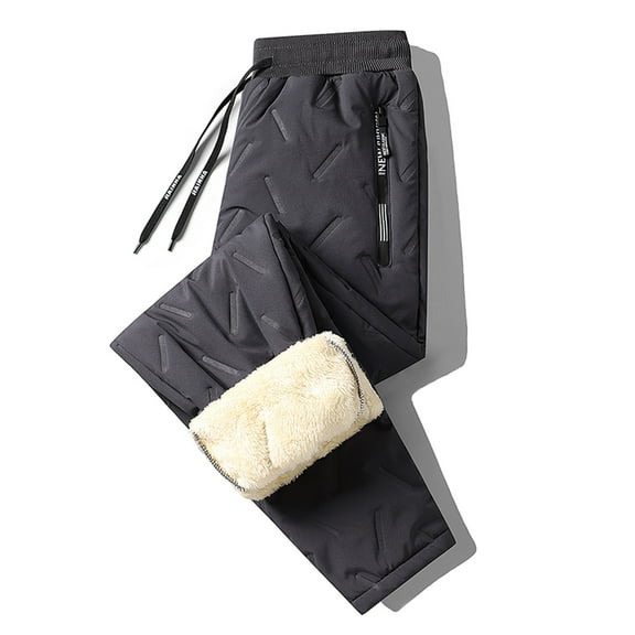 Sherpa Lined Sweatpants for Men Winter Warm Drawstring Fleece Pants Casual Comfy Outdoor Trousers with Pockets