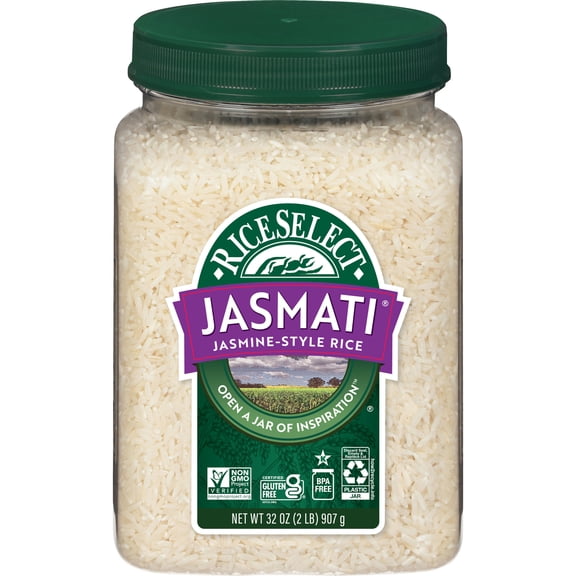 RiceSelect Jasmati Rice, American-Style Jasmine Rice, 2 lb Jar
