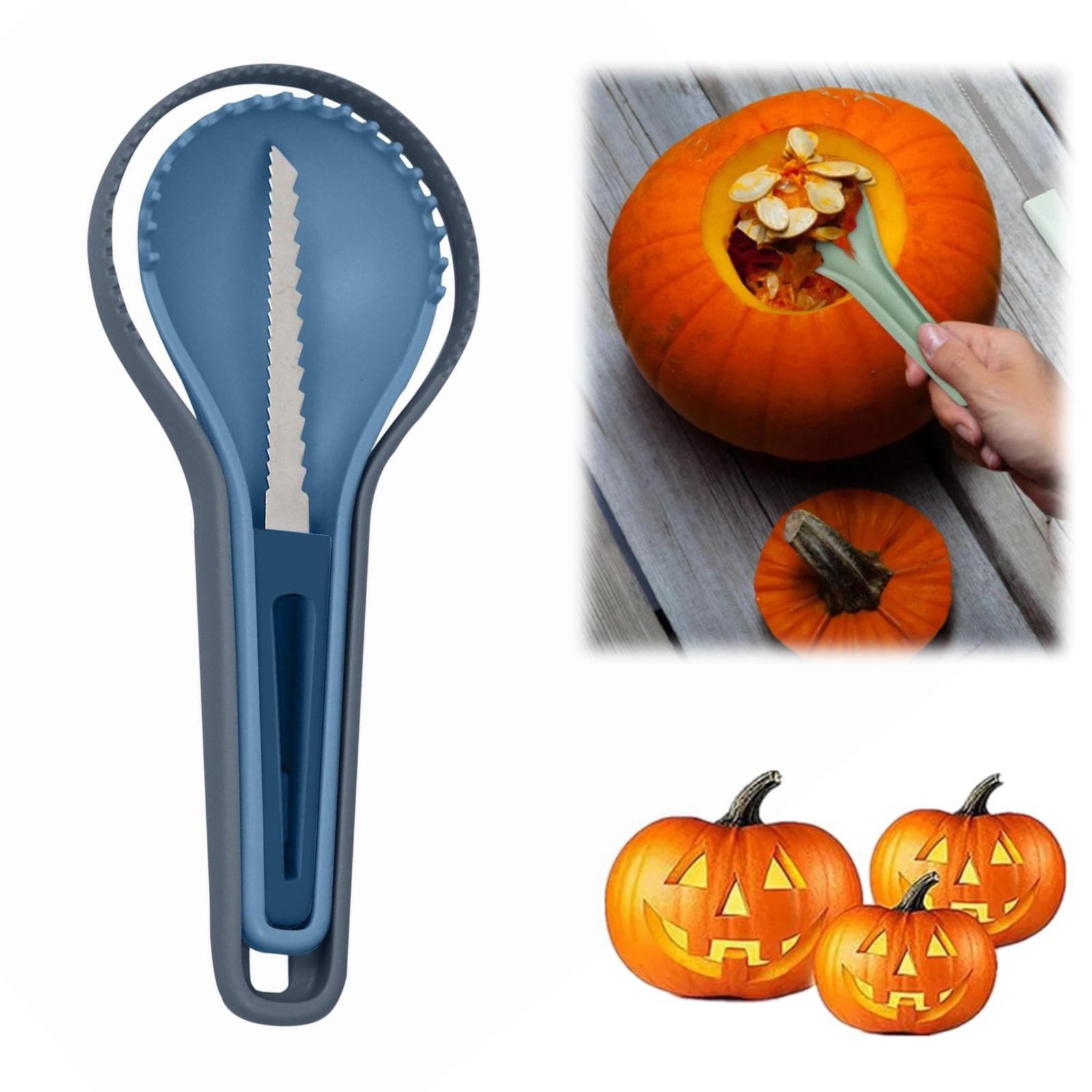 Kit De Sculpture De Citrouille Halloween – 7 Outils En Inox, Autocollants Et Sac De Rangement, Pour Adultes Et Enfants