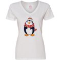 thumbnail image 3 of Inktastic Cuddly Christmas Penguin Women's V-Neck T-Shirt, 3 of 5
