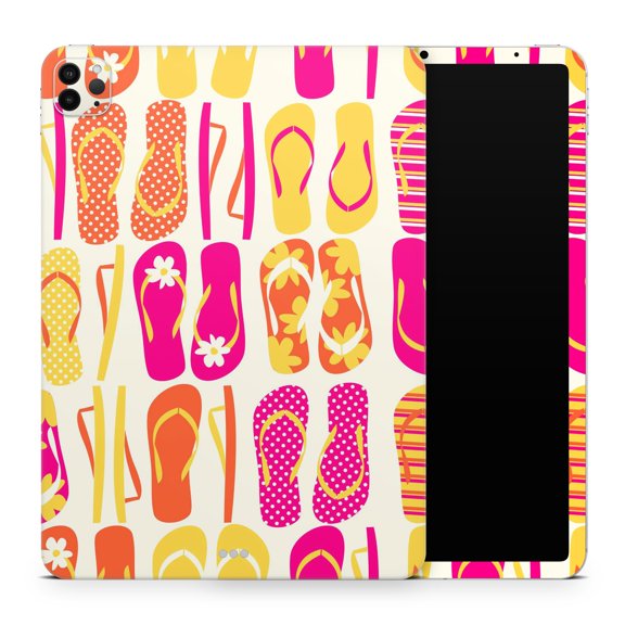 DesignSkinz Vibrant Pink & Yellow Flip-Flop Vector Full-Body Skin Decal Wrap Cover for iPad (A1219/A1337)