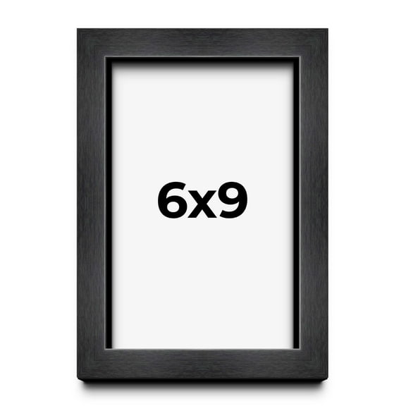 6x9 - 6 x 9 Charcoal Flat Solid Wood Frame with UV Framer's Acrylic & Foam Board Backing - Great