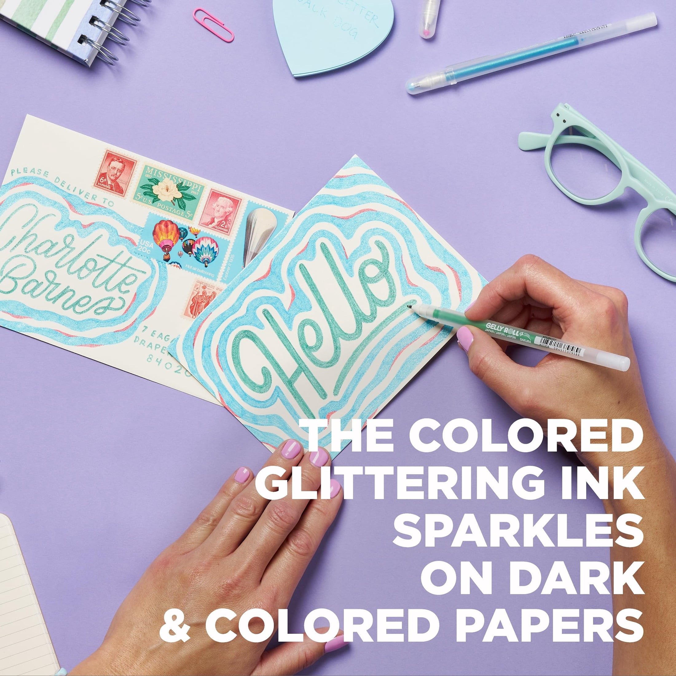 Sakura Gelly Roll Stardust Glitter Gel Pens - Bold Point Ink Pen for Lettering, Drawing, Invitations, & Stationery - Assorted Colored Ink - Bold Line - 16 Pack
