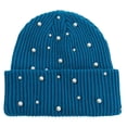 thumbnail image 4 of XIAOCHA Lustrous Pearl Beanie for Women，Bead‑Trim Fall‑Winter Outdoor Toque,Blue, 4 of 4