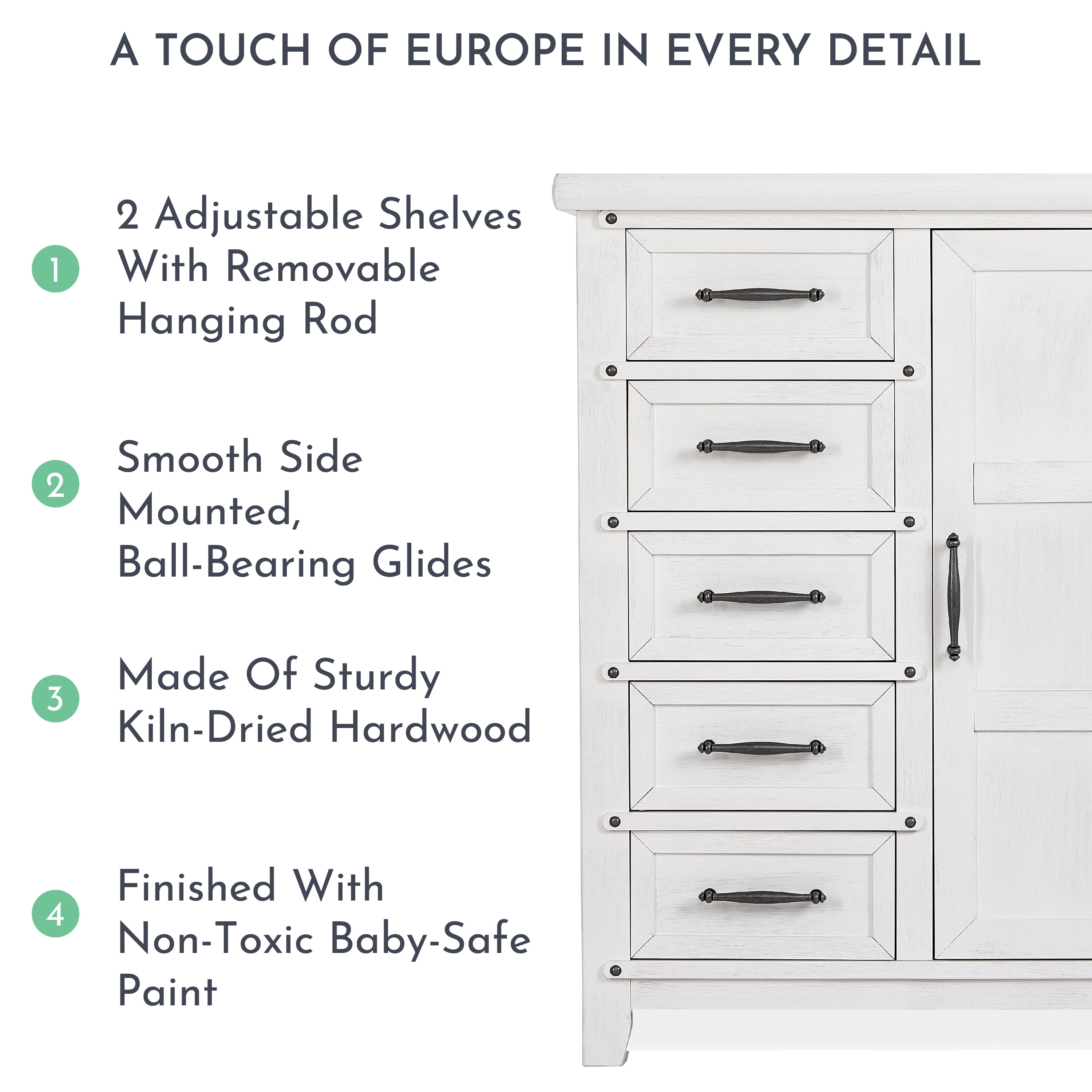 Evolur Andorra Chifferobe, Designed for Storage, Solid and Sturdy Build, Weathered White