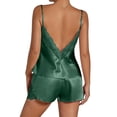 thumbnail image 5 of Women's Plus Size Pajama Set Short Strap Sleeveless Top & Shorts Solid Color Sexy Sleepwear Loungewear for Women Spring Summer Nightwear Green XL, 5 of 5