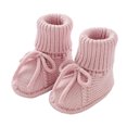 thumbnail image 2 of Huowey Walking Shoes Girl Boy Knit Cute Bow Tie Shoes Soft Sole Floor Sneakers Fall Winter Warmth Lovely Footwear,Light Pink,0-3 Months, 2 of 4