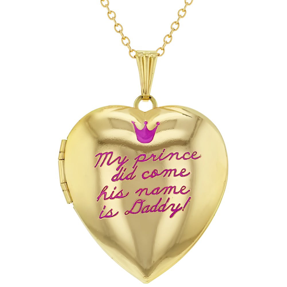 In Season Jewelry Mummys Little Princess Crown Photo Pendant Heart Locket Necklace for Girls 16 