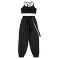thumbnail image 3 of Doomiva Kids Girls 2 Pieces Dance Camisole Crop Tank Top and Pants Set Modern Jazz Street Dance Black 12, 3 of 7