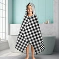 thumbnail image 6 of Black White Small Checkered Pattern Hooded Bath Towel，60"x35" for Ages 3 To 12 Kids, Quick Dry Lightweight Soft Microfiber Hood Beach Towel Cover Up for Kids, 6 of 7