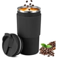 thumbnail image 1 of Taza de café para coche, taza de viaje de 510 ml, termosse para café caliente, taza aislada con tapa a prueba de fugas, de acero inoxidable para café frío y caliente, leche y té, color negro, 1 of 5