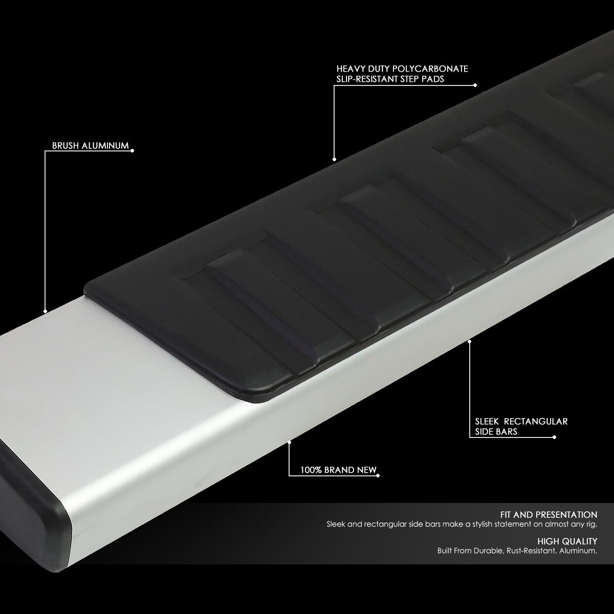 DNA Motoring For 07-19 Silverado sierra Crew Cab 6" Aluminum Running Board Side Step Nerf Bar