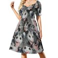 thumbnail image 3 of Vestido de manga corta con estampado de zarigüeya gritadora, elegante vestido de novia para invitada, vestidos de fiesta para mujer, vestidos de mujer, 3 of 7