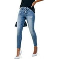 thumbnail image 4 of Women‘s Ripped High Waisted Skinny Jeans Button Fly Distressed Stretchy Denim Pants, 4 of 6