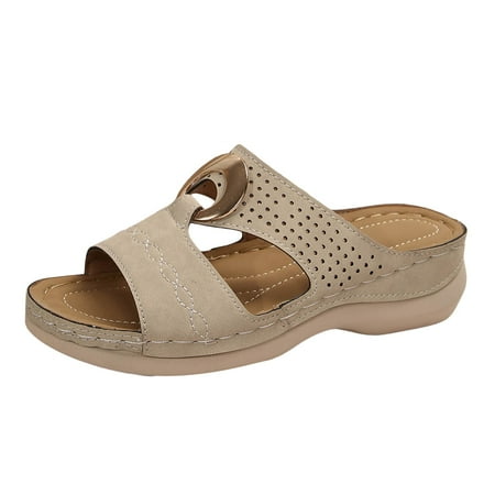 

MIASHUI Womens Sandals Shoes Large Size Flat Fashion Solid Color Thick Sole Sandals Casual Summer Shoes White 7.5