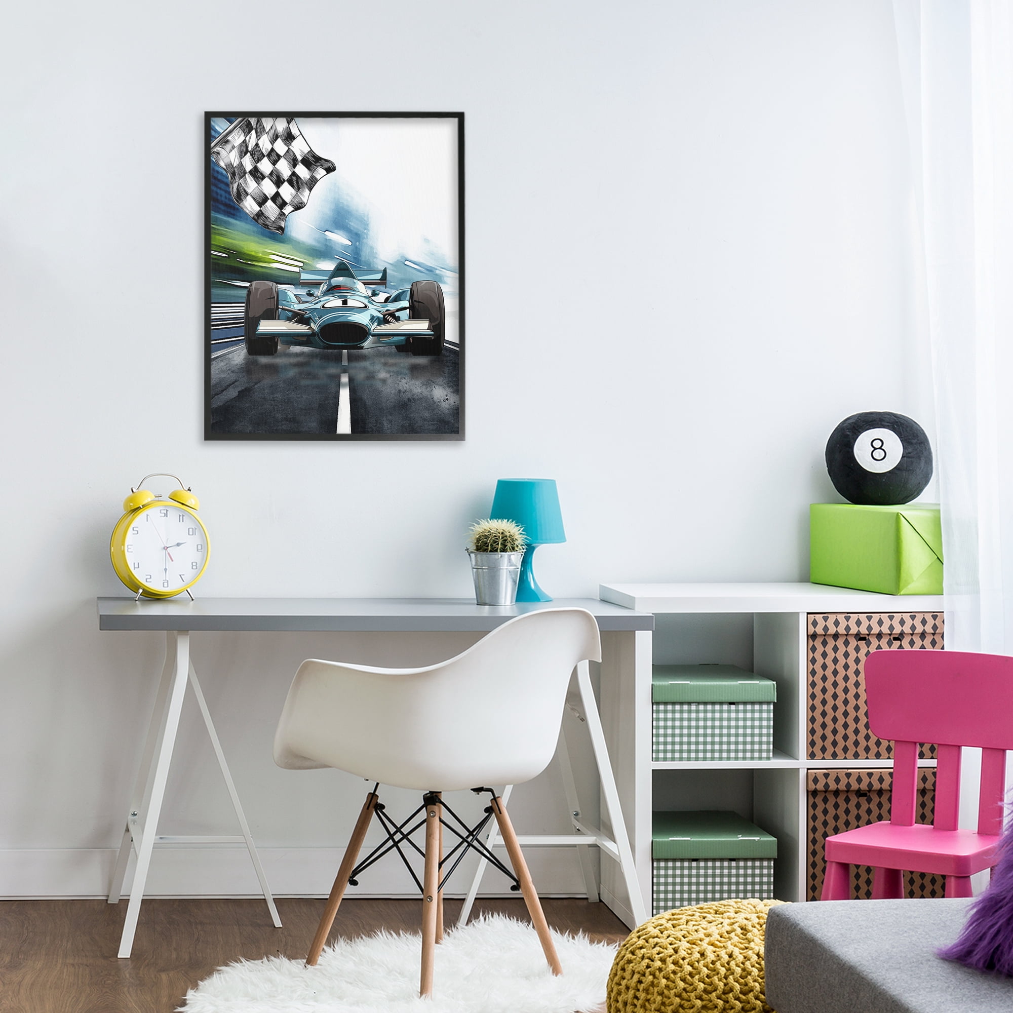 Stupell Industries Racecar Set Go Black Framed Giclee Art, design by Christine Simpson Art
