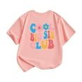 thumbnail image 3 of Bearichfupo Children's Casual Short Sleeved T Shirt Day Letter Print Round Neck T Shirt,Girls Crewneck Tees,Sizes 5-6 Years, 3 of 5