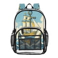thumbnail image 4 of Iauyy Clear Backpack Heavy Duty PVC Transparent Backpack for College Workplace, Linocut Ship, 4 of 8