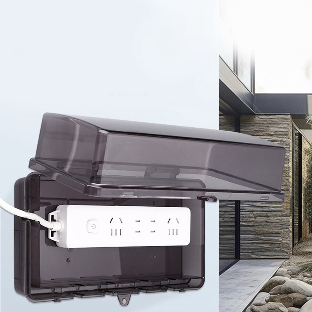 AFQH Waterproof Large Outdoor Electrical Box Lockable Weatherproof Outdoor Extension Cord Cover Protect Outlet Plug Socket