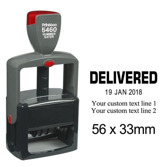 Printtoo Heavy Duty Dater Stamp With Custom And Delivered Text Self Inking Date Rubber Stamp-Black