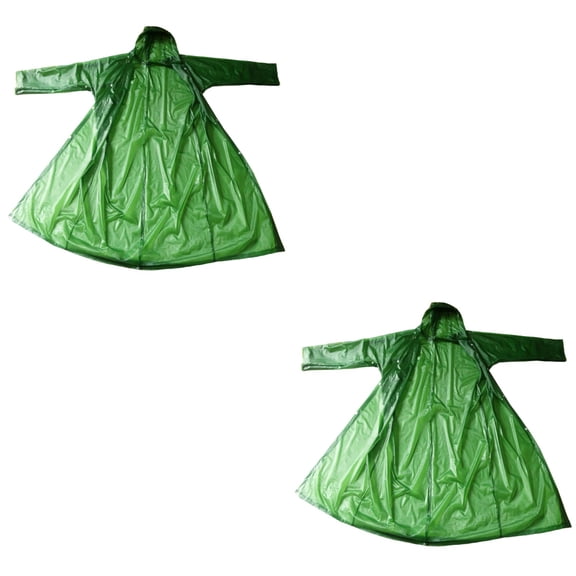 FRCOLOR 2pcs Adult Hooded Raincoat Thickened Waterproof EVA Rain Coat Camping Jungle Rainwear Rain Cloak Portable Reusable Rain Poncho for Men And Women (Army Green)