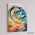 thumbnail image 2 of Rainbow Kirigami Surfer in Coastal Landscape Canvas Wall Art Print 18X24", 2 of 4