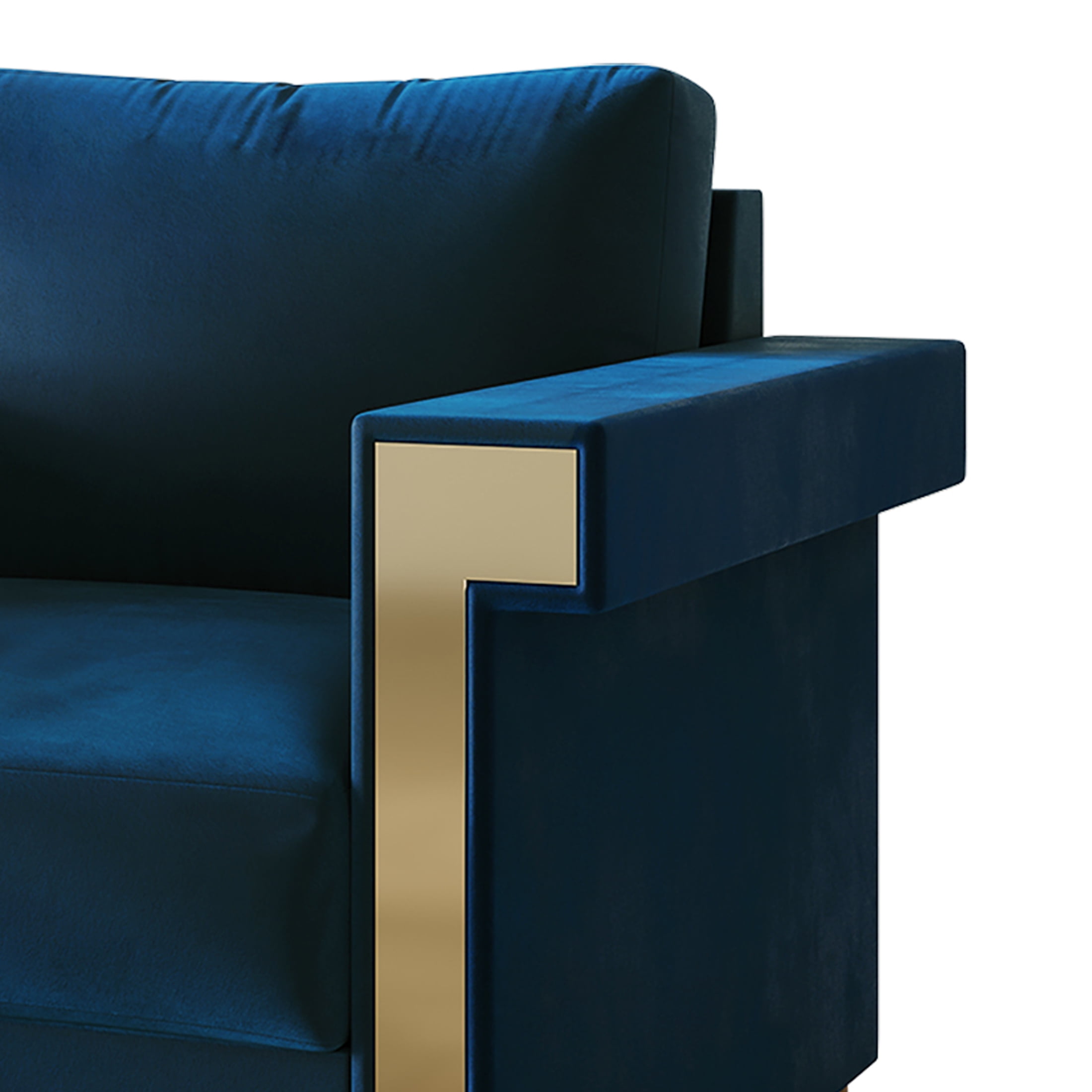 Castle Place Glam Velvet Upholstered Loveseat, Navy Blue