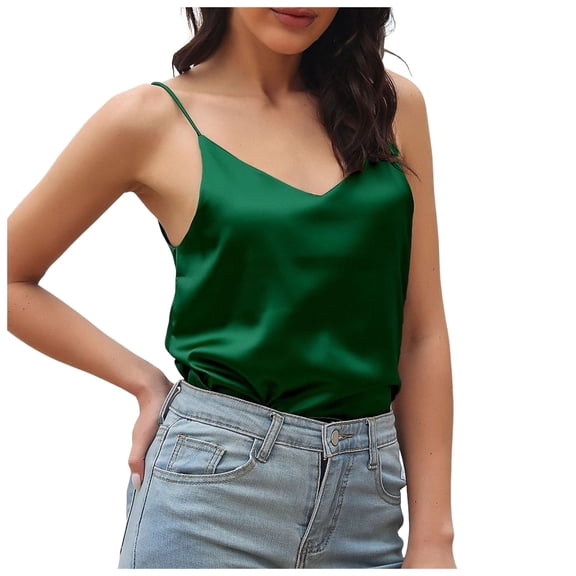 oqasdz Women's Tank Tops V Neck Thin Adjustable Straps Loose Comfortable Solid Color Camisole Lightweight Casual Outdoor
