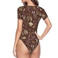 thumbnail image 4 of Balery Coffee and Flowers Women's Short Sleevee Crew Neck Bodysuit Tops Short Sleeve Tops Basic-Large, 4 of 9