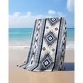 thumbnail image 4 of Blue Boho Beach Towels Oversized Super Absorbent, Southwestern Ethnic Aztec Retro Geometric Lightweight Bath Towel Quick Dry Sets For Bathroom/Pool/Rv Camping/Beach Play/Gym Room/Picnic 23"x47", 4 of 8