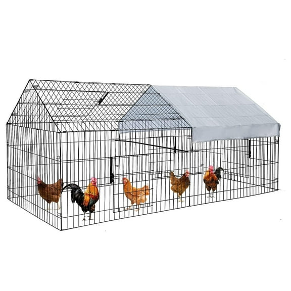 Drevy Chicken Coop 86"×40" Chicken Run Pen for Yard with Cover Outdoor Metal Portable Chicken Tractor Cage Enclosure Crate Outside for Small Animals Rabbit Hen