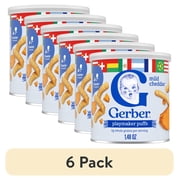 (6 pack) Gerber Playmaker Puffs, Mild Cheddar Game Day Baby Snacks, Lil' Crunchies, Stage 3 1.48 oz