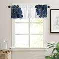 thumbnail image 2 of Navy Blue Gold Kitchen Valances for Windows 42x12 Inch Kitchen Curtains Valances Rod Pocket Abstract Line Art Troditional Ink Painting Bathroom Window Valances for Window Treatment Decor, 2 of 6