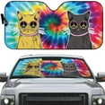 thumbnail image 2 of 3D Hippie Cat Tie Dye Windshield Sunshade Universal Fit Cars Suv Truck, 2 of 6