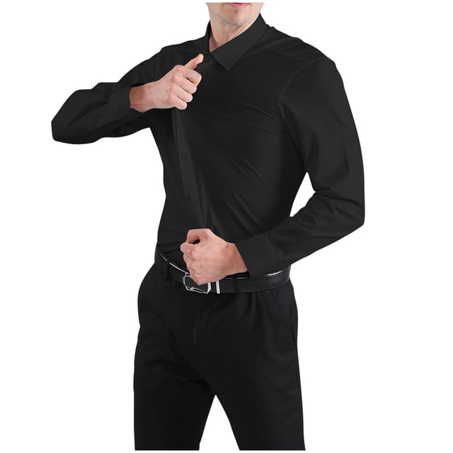 Chemises pour Hommes, Mode Décontractée pour Hommes en Tissu Uni Élastique à Col Rabattu avec Boutons Hauts Chemises