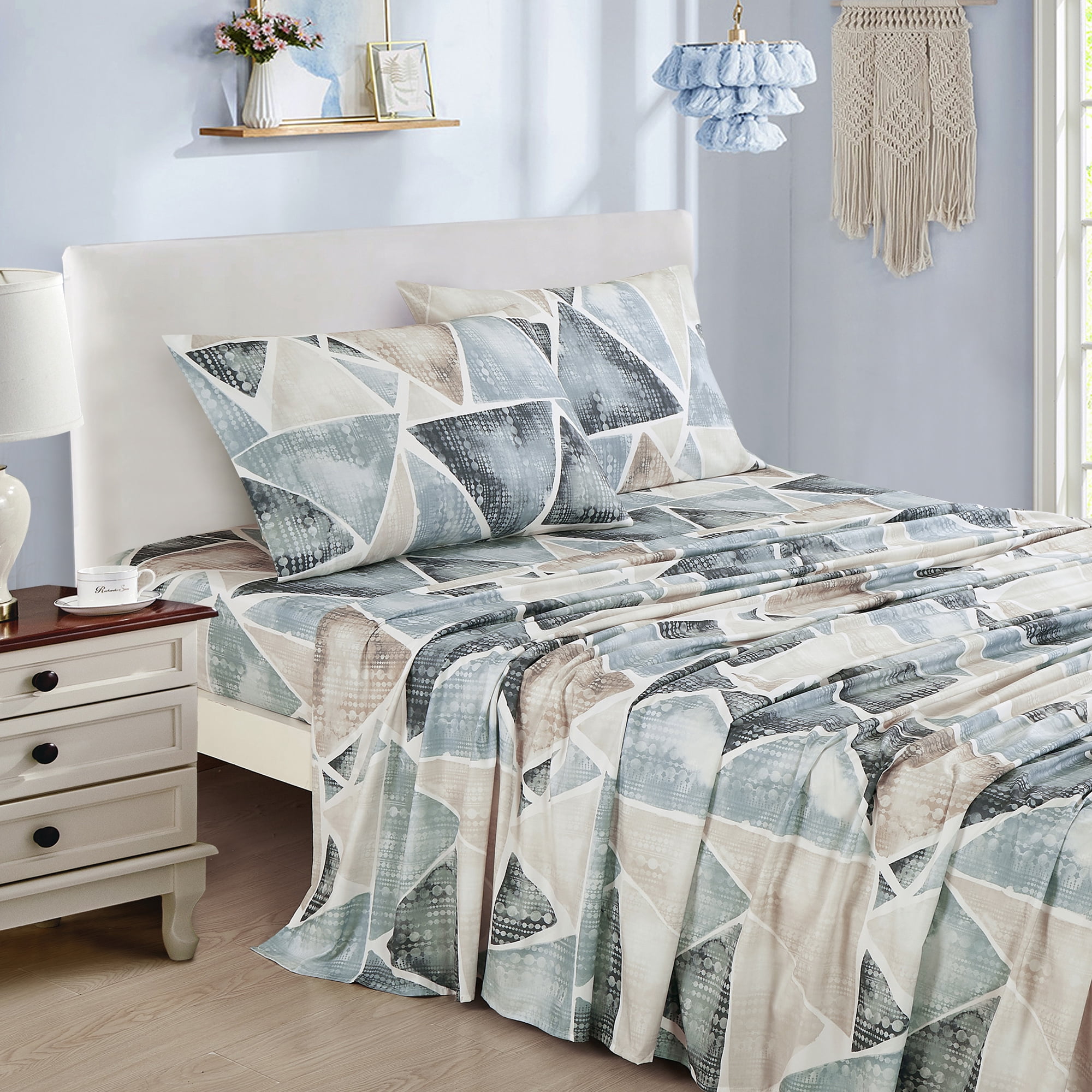 Evjk 3-4 PC Jcrown Sheet Set, Trendy Design, Comfortable Fit, Full