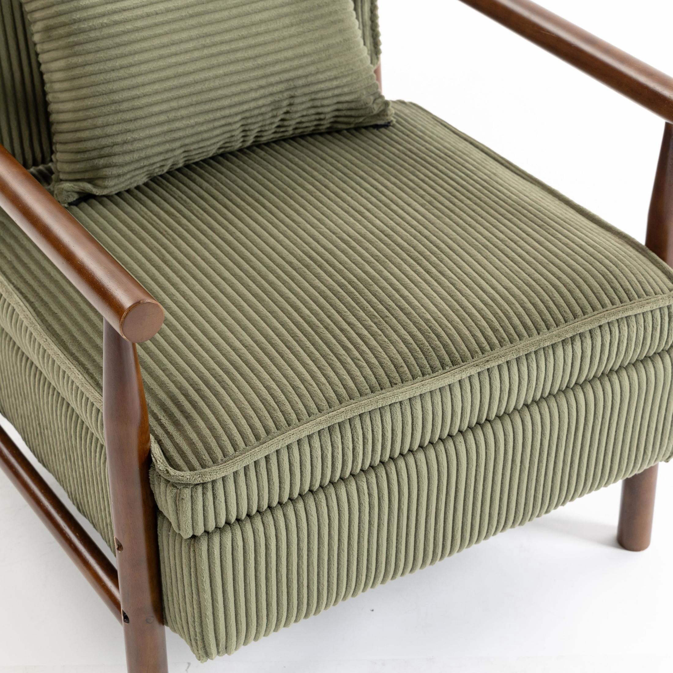 GDF Studio Almere Mid-Century Modern Accent Chair with Under-Seat Storage, Corduroy Reading Armchair, Green